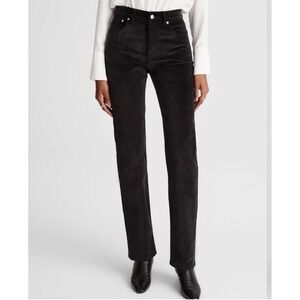Madewell Black Velvet The Longline Straight Pant High Rise Size 26 Dark Academia